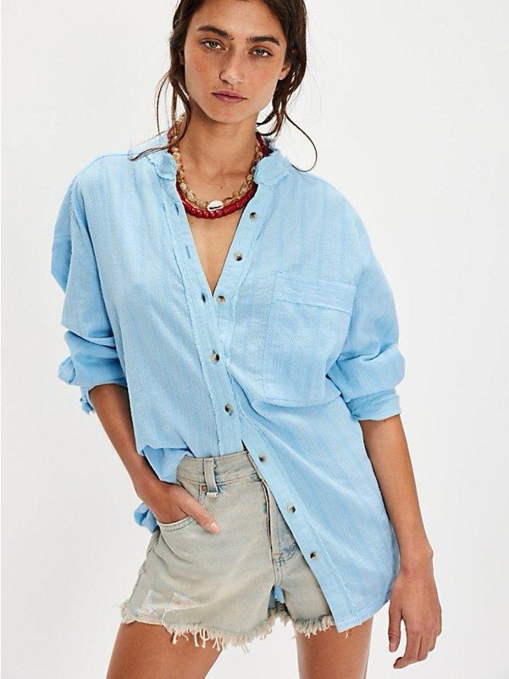 We the Free X-Small Blue Summer Sorbet Shirt